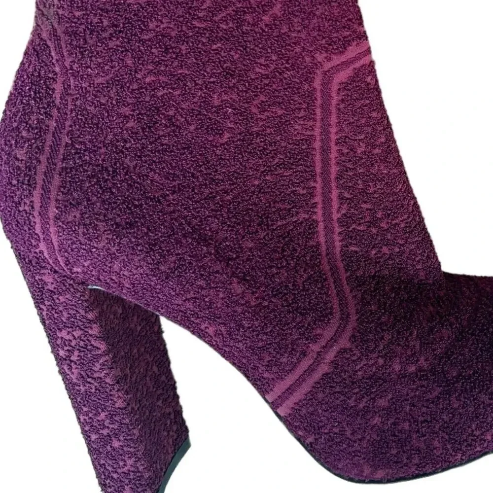 Gianvito Rossi Milano Isa Knit Boucle Boots Color Prune Size 40 US SIze 10